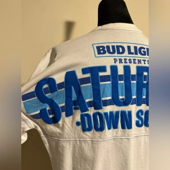 EUC Saturday Down South Blue & White Bud Light Graphic Long Sleeve size small - Picture 7 of 10